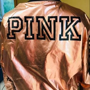 VS PINK Fashion Show Rosegold Bomber Jacket NWT